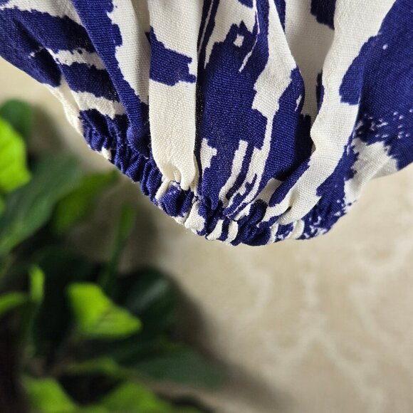 Zara Size Medium Blue White Ikat Print Dress Long Sleeve Ruffle Bottom Tier NWT - Picture 9 of 15